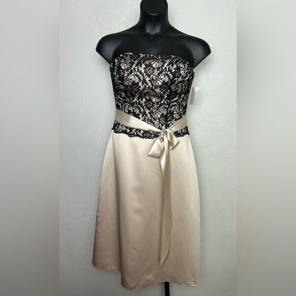 Impression Bridal Elegant Lace and Satin Dress Gold/Black Size 12 - Picture 2 of 10